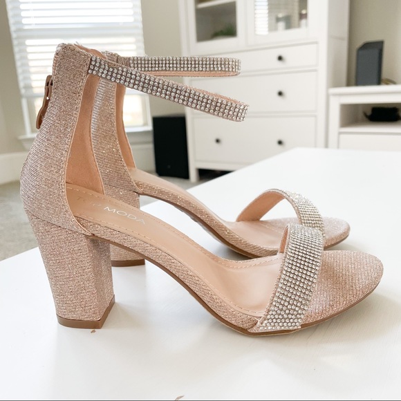 TOP Moda Shoes - Top Moda Rosegold Glitter Heels Gallery-45